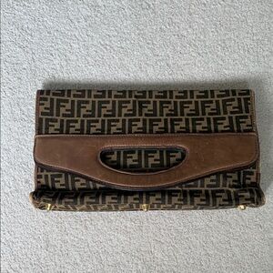 Fendi Tan and Black Monogram Handbag